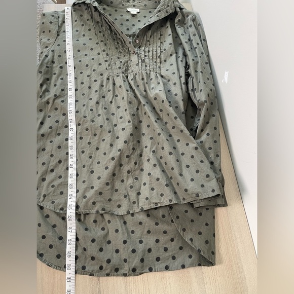 Sundance | Lively Days Army Green Polka Dot Tunic Blouse Feminine Cotton - Picture 6 of 7